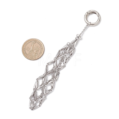 304 Stainless Steel Macrame Pouch Empty Stone Holder Pendant Decorations SA-CJ5EA2-02-1