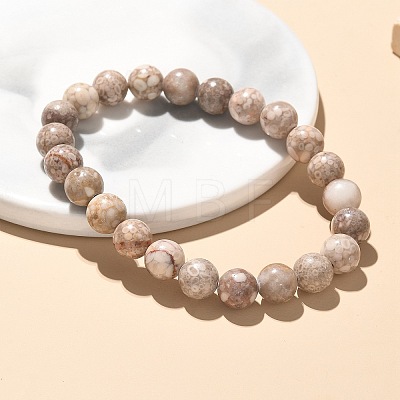 Natural Maifanite/Maifan Stone Bead Stretch Bracelets X-BJEW-K212-B-044-1