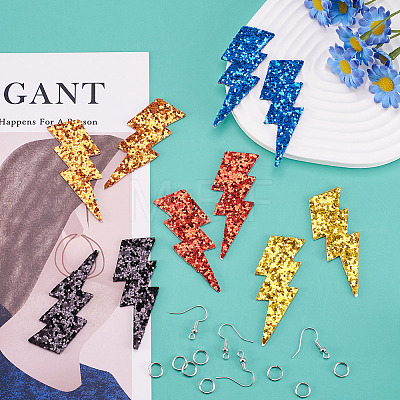 DIY Imitation Leather Lightning Bolt Dangle Earring Making Kits DIY-TA0010-70B-1