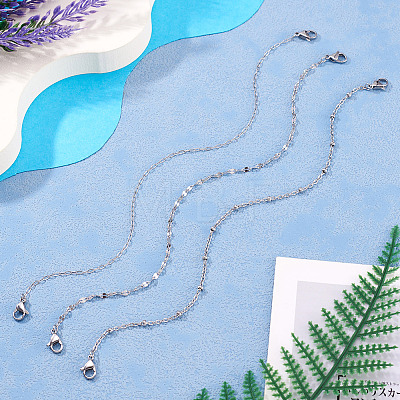3Pcs 3 Styles 304 Stainless Steel Baseball Cap Chain Set AJEW-TA00027-1