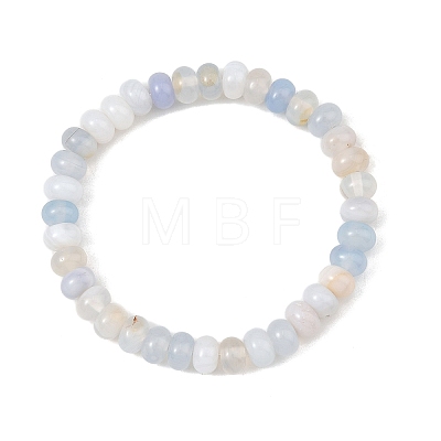 8MM Natural Banded Agate(Dyed & Heated) Rondelle Beaded Stretch Bracelets BJEW-JB14424-1