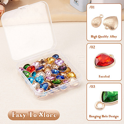  40Pcs 20 Styles Faceted Glass Rhinestone Pendants GLAA-TA0001-44-1