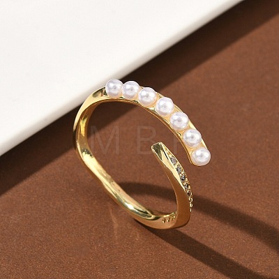 Brass Micro Pave Cubic Zirconia Cuff Open Rings RJEW-C158-01G-1