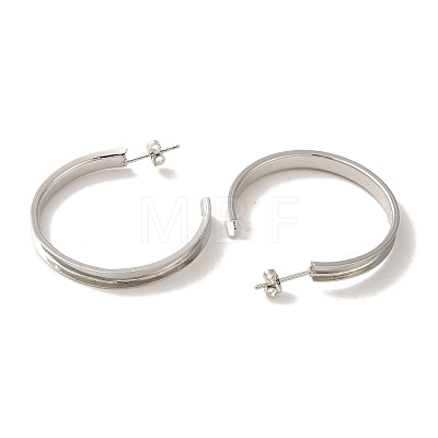 Rack Plating Iron Stud Half Hoop Earrings EJEW-M254-01P-1