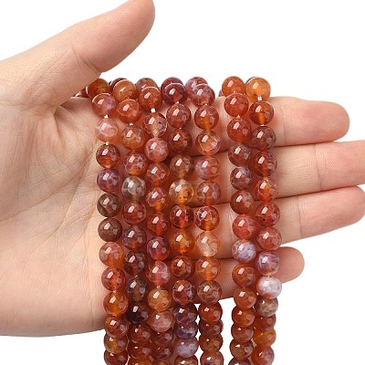 Natural Fire Crackle Agate Beads Strands G-G212-8mm-10-1
