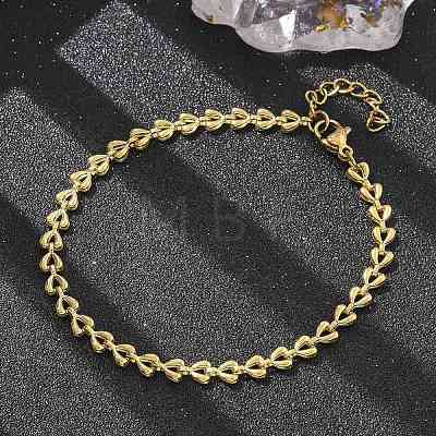 304 Stainless Steel Triangle Link Chain Bracelets for Women BJEW-F488-23G-1