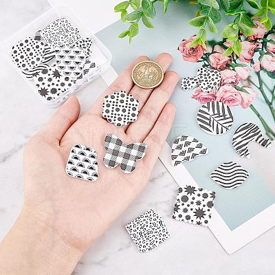 SUPERFINDINGS 20Pcs 10 Style Mixed Pattern Opaque Acrylic Pendants SACR-FH0001-08-1