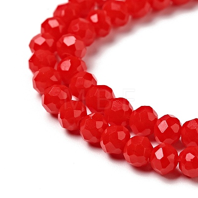 1 Strand Opaque Solid Red Color Faceted Crystal Glass Rondelle Beads Strands X-EGLA-F049A-02-1