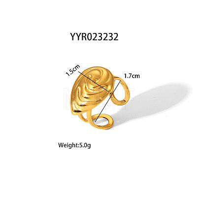 304 Stainless Steel Teardrop Open Cuff Rings for Women TU8100-3-1
