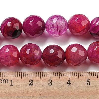 Faceted Natural Dragon Veins Agate Beads Strands G-F447-12mm-P01-1