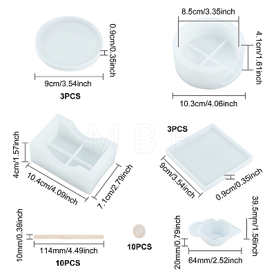 SUPERFINDINGS Cup Mat Silicone Molds Sets DIY-FH0002-21-1