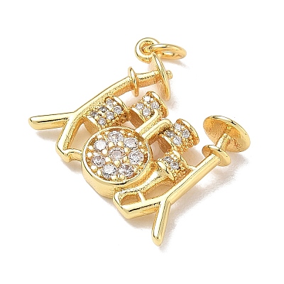 Brass Micro Pave Clear Cubic Zirconia Pendants KK-D289-01G-02-1