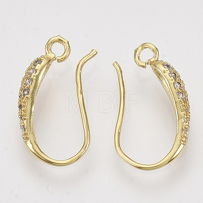 Brass Micro Pave Cubic Zirconia Earring Hooks X-ZIRC-Q022-035G-NF-1