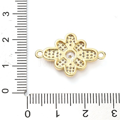 Brass Clear Cubic Zirconia Flower Connector Charms KK-L229-063G-1