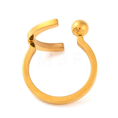 Ion Plating(IP) 304 Stainless Steel Round & C-shape Open Cuff Finger Rings for Women RJEW-S414-20B-G-1