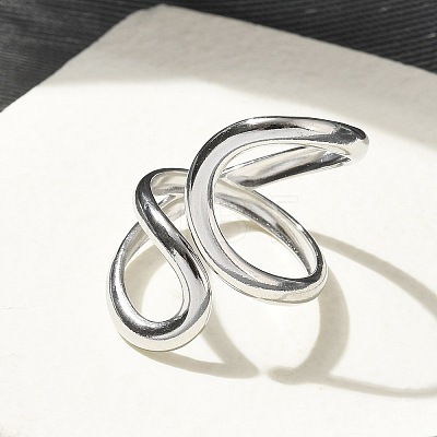 304 Stainless Steel Open Cuff Ring for Women RJEW-M025-02P-1