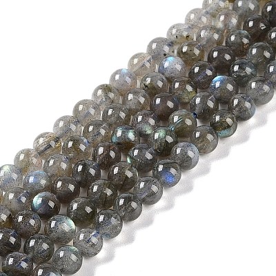 Grade AA Natural Gemstone Labradorite Round Beads Strands G-E251-33-6mm-01-1