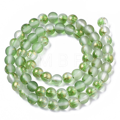 Frosted Spray Painted Glass Beads Strands X-GLAA-N035-03B-C02-1