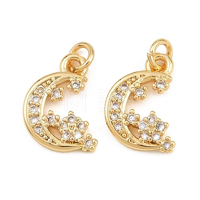Brass Micro Pave Cubic Zirconia Charms KK-Q085-05E-G-1