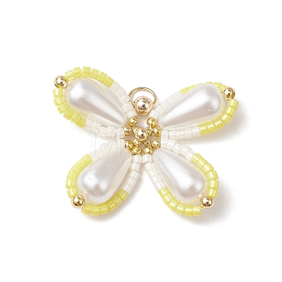 Two Tone Glass Seed Beaded Butterfly Pendants PALLOY-MZ00563-04-1