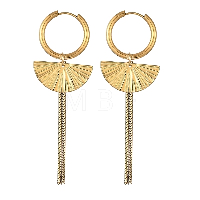 304 Stainless Steel & 201 Stainless Steel Snake Chain Tassel Dangle Earrings EJEW-JE07388-1