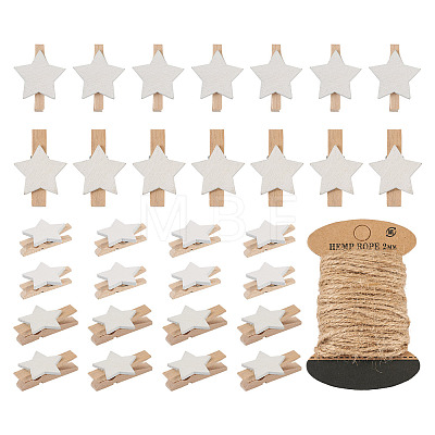 Yilisi 100Pcs 2 Styles Wooden Craft Pegs Clips WOOD-YS0001-05-1