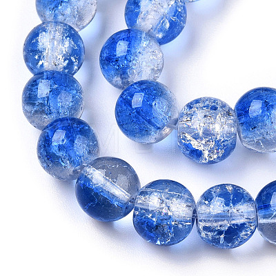 Two-Tone Crackle Baking Painted Transparent Glass Beads Strands CCG-T004-8mm-04-1