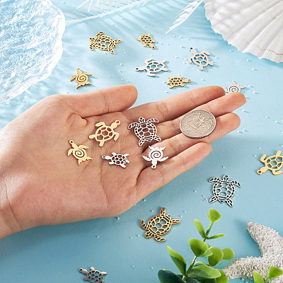 16Pcs 8 Style 201 Stainless Steel Filigree Joiners Links & Pendants STAS-PJ0001-37-1