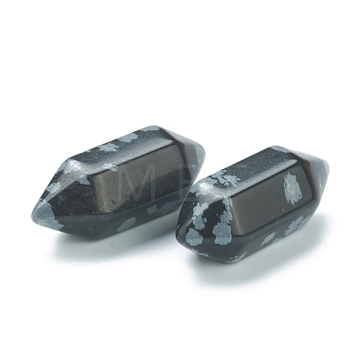 Faceted No Hole Natural Snowflake Obsidian Beads G-K034-20mm-09-1