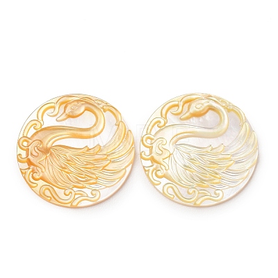 Natural Yellow Shell Carved Cabochons SHEL-G024-03B-1