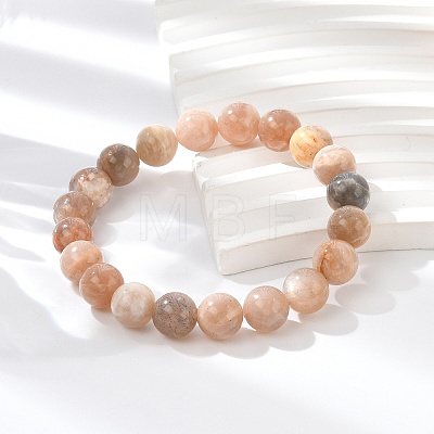 Natural Sunstone Stretch Bracelets X-BJEW-E373-10mm-04-1