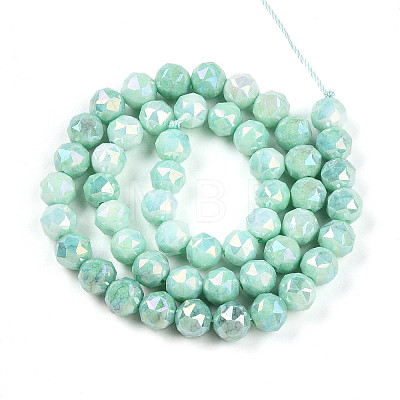 Anti-Tarnish Electroplate Glass Beads Strands X-GLAA-N010-8mm-03-1