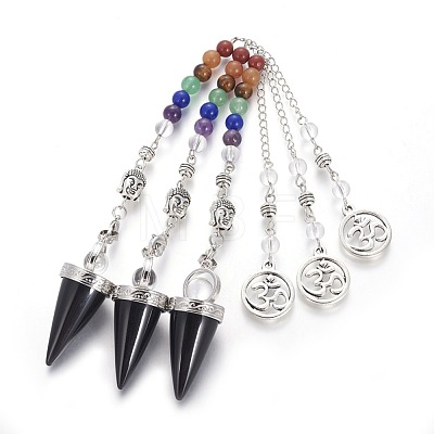 Chakra Jewelry Natural Mixed Stone Cone Dowsing Pendulums G-G771-E-1