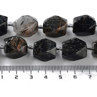 Natural Black Rutilated Quartz Beads Strands G-C182-18-02-1