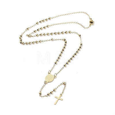 202 Stainless Steel Rosary Bead Necklaces NJEW-D060-01B-G-1