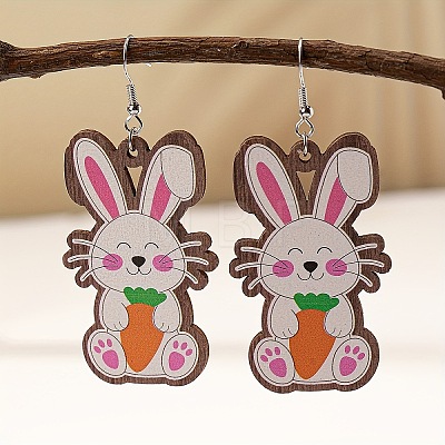 Easter Cartoon Printed Wood Dangle Earrings FS-WG710AE-09-1