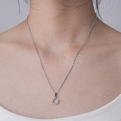 201 Stainless Steel Hook Pendant Necklace NJEW-OY001-03-1