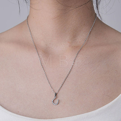 Non-Tarnish 201 Stainless Steel Hook Pendant Necklace NJEW-OY001-03-1