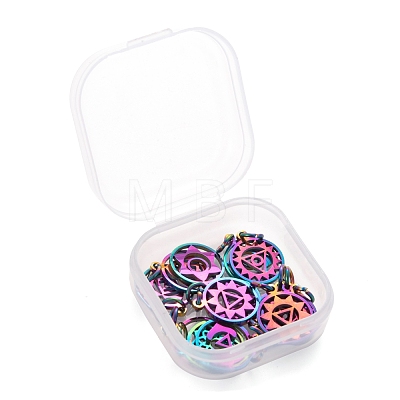 14Pcs 7 Style Chakra Theme Ion Plating(IP) 201 Stainless Steel Charms STAS-LS0001-70MC-1