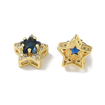 Brass Micro Pave Cubic Zirconia Slide Charms KK-D226-02G-1