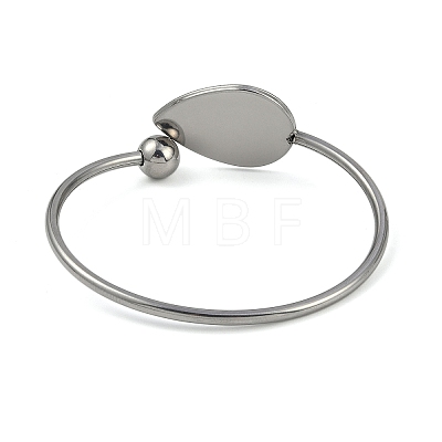 304 Stainless Steel Blank Bangle Bases with Teardrop Tray STAS-Z088-01P-02-1