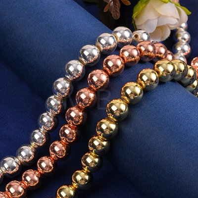 3 Strands 3 Colors Electroplate Non-magnetic Synthetic Hematite Beads Strands G-SZ0001-23-1
