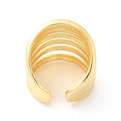 Brass Multi-Lines Open Cuff Ring RJEW-L106-015G-1