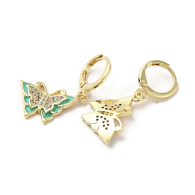 Butterfly Real 18K Gold Plated Brass Dangle Leverback Earrings EJEW-L268-035G-02-1