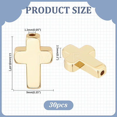 30Pcs Cross Brass Beads KK-ME0002-39-1