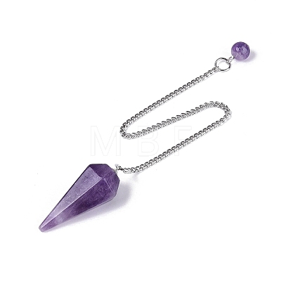 Natural Amethyst Dowsing Pendulum Pendants AJEW-N005-01A-1