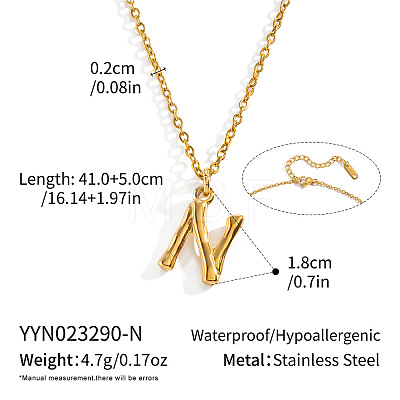 304 Stainless Steel Bamboo Initial Pendant Necklaces for Men Women WM4386-11-1