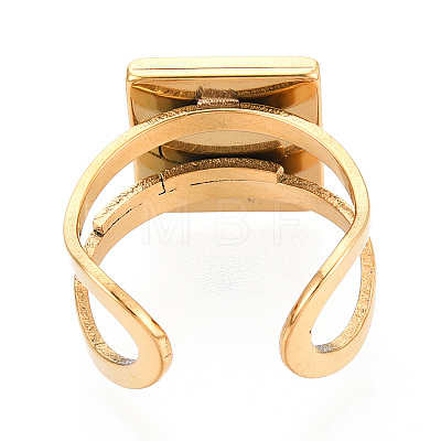 304 Stainless Steel Open Cuff Ring Components STAS-S080-041H-G-1