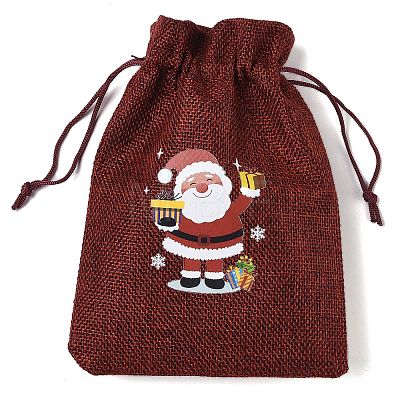 Christmas Theme Jute Cloth Storage Bags ABAG-F010-01B-07-1