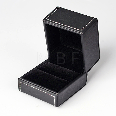 Rectangle Imitation Leather Ring Boxes X-LBOX-F001-04-1
